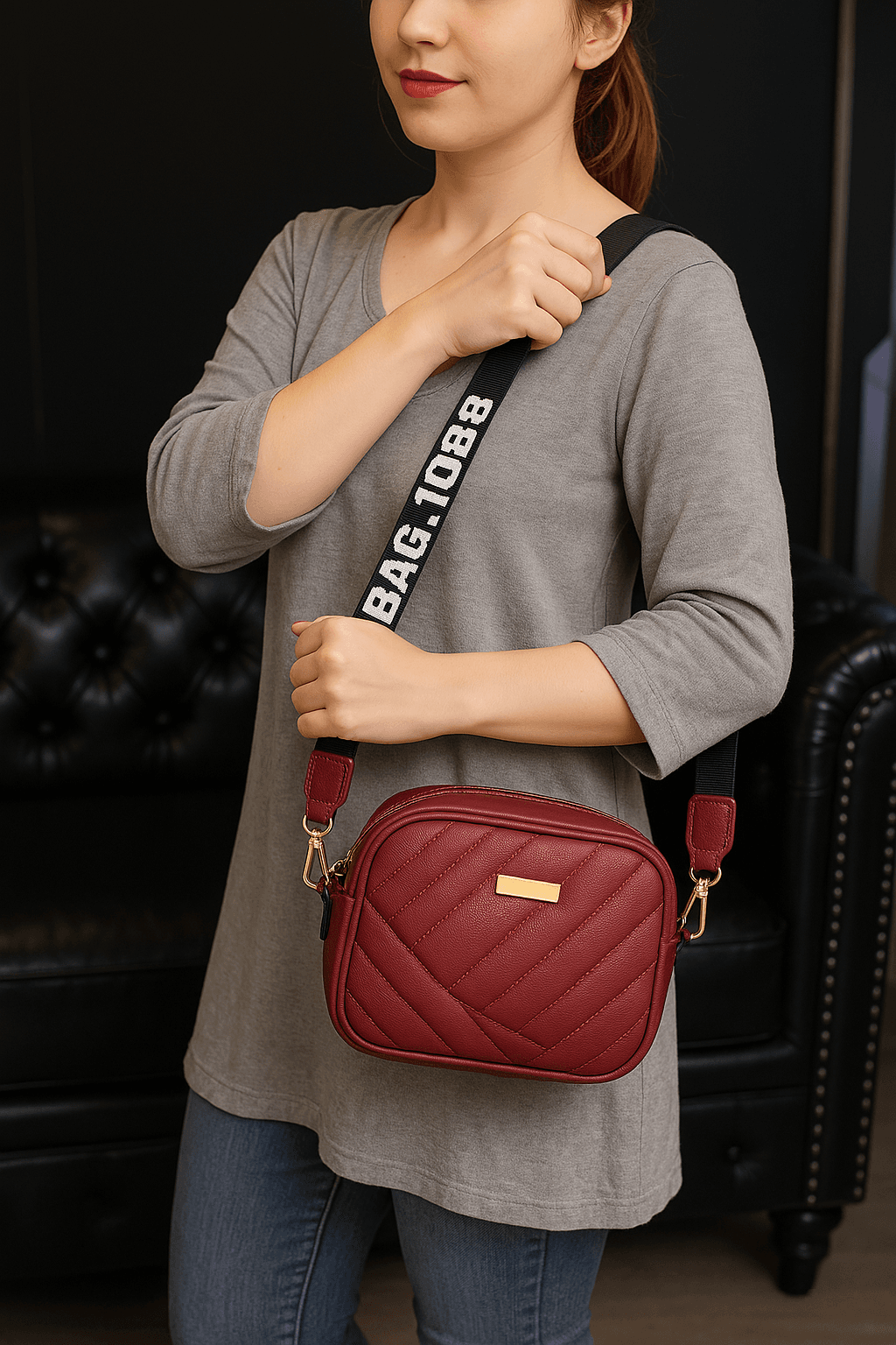 Handbag for girls - Bags for girls - Leather Bag for women mini Avaliable colors: black, white, mehroon, pink and brown - Image 2