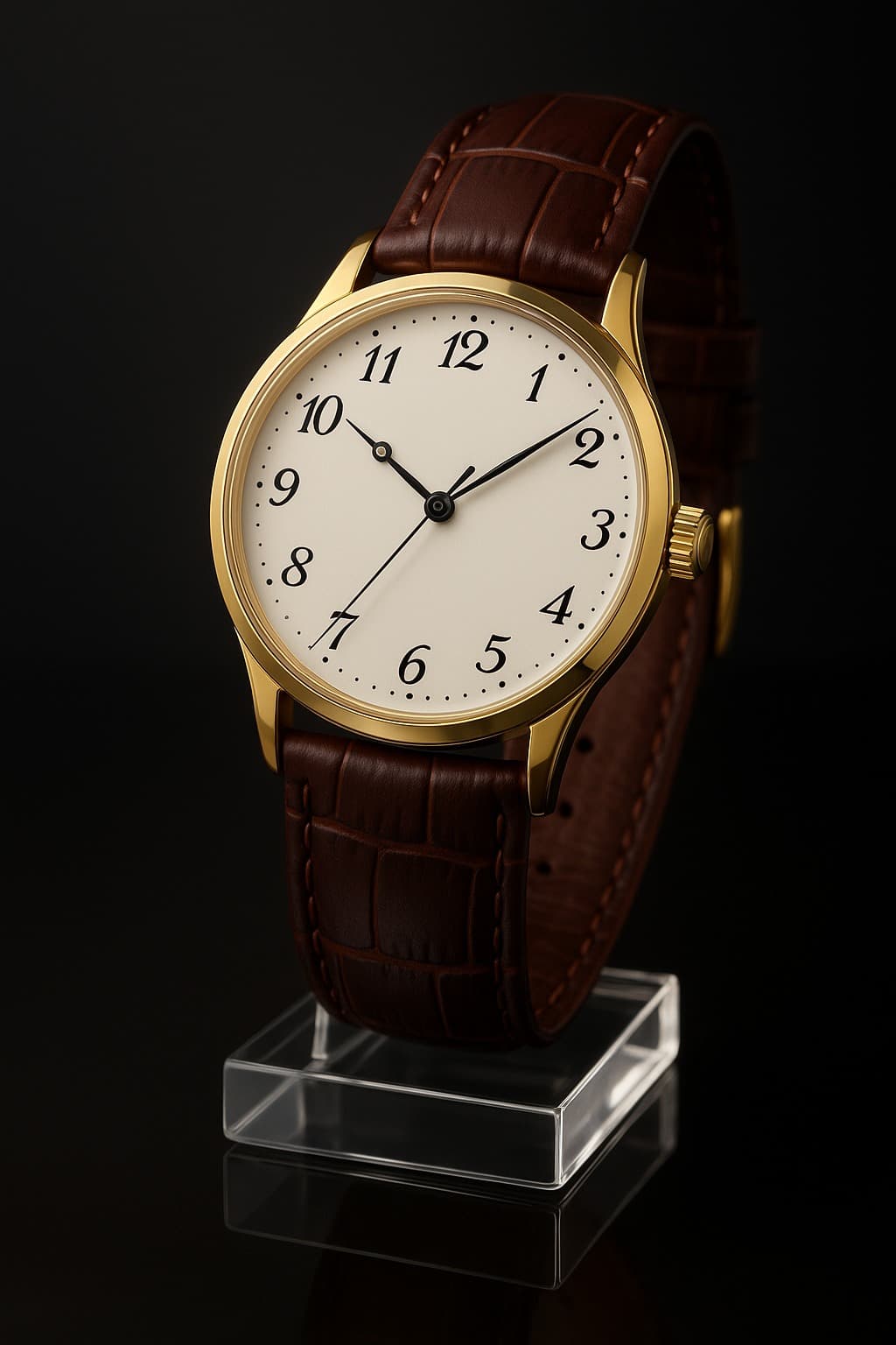 ✨ Royal Heritage™ Gold Dial Watch with Classic Brown Leather Strap – Timeless Luxury for Men - Image 11