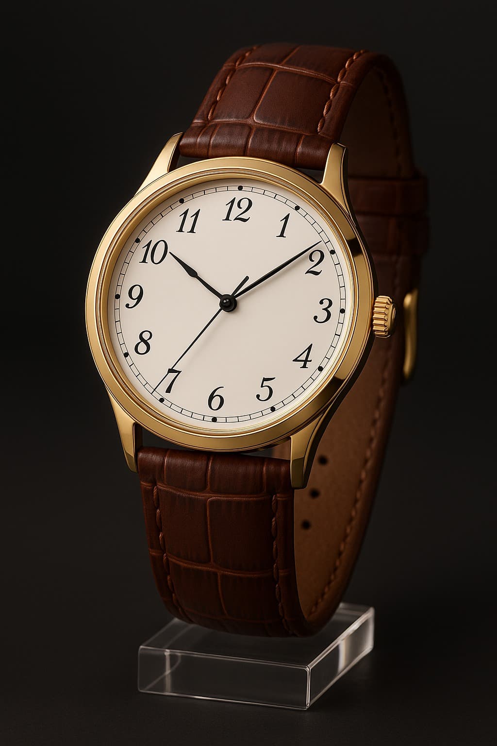 ✨ Royal Heritage™ Gold Dial Watch with Classic Brown Leather Strap – Timeless Luxury for Men - Image 12