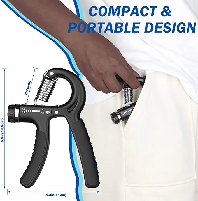 Portable adjustable hand gripper featuring 5–60 kg resistance and built-in mechanical counter. Non-slip R‑shape ergonomic design to strengthen fingers, wrist & forearm. Ideal for home, gym, rehab, or office stress relief.🔥 - Image 9