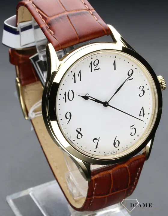 ✨ Royal Heritage™ Gold Dial Watch with Classic Brown Leather Strap – Timeless Luxury for Men