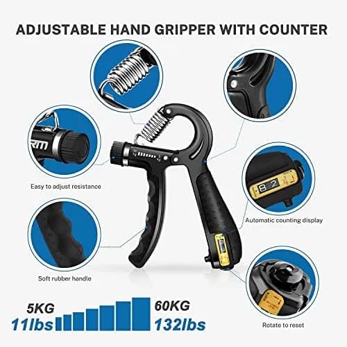 Portable adjustable hand gripper featuring 5–60 kg resistance and built-in mechanical counter. Non-slip R‑shape ergonomic design to strengthen fingers, wrist & forearm. Ideal for home, gym, rehab, or office stress relief.🔥 - Image 5